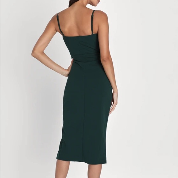 Emerald Green Sleeveless Bodycon Midi Dress - Picture 3 of 3